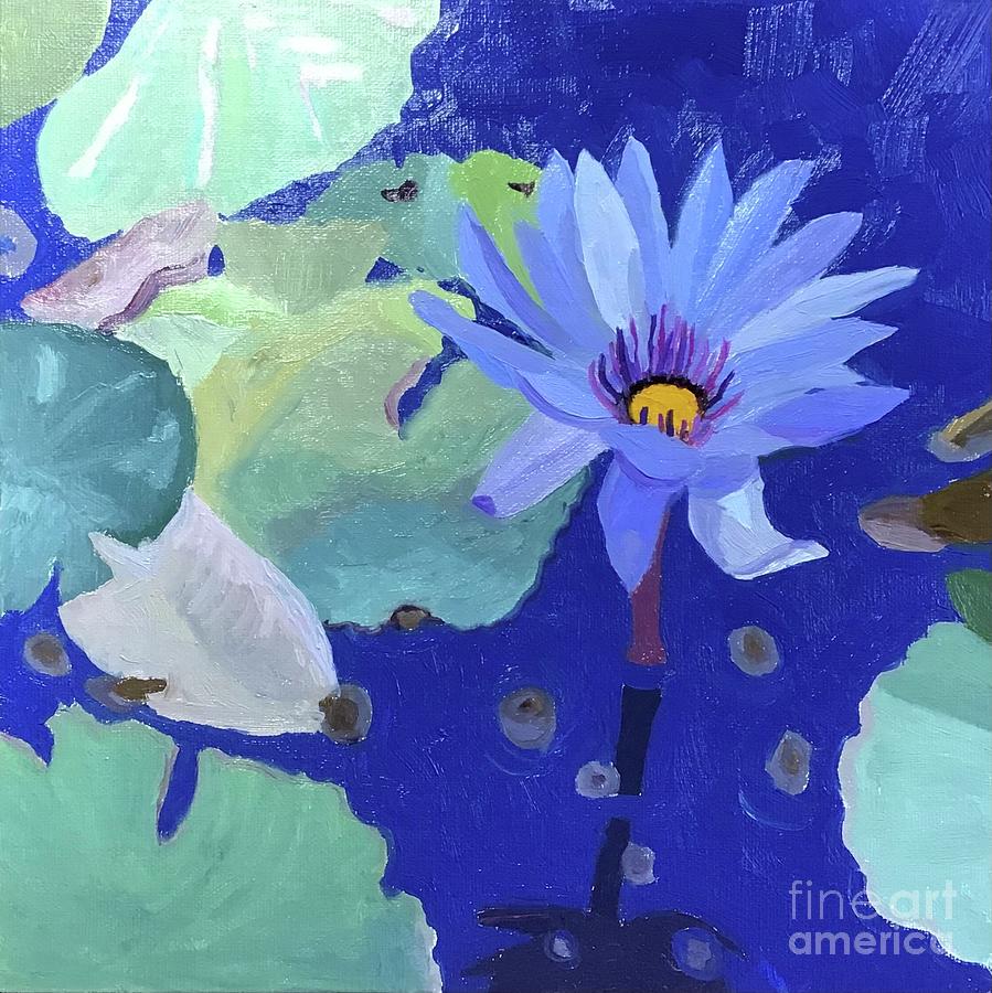 Blue Water Lily #1 Painting by Anne Marie Brown