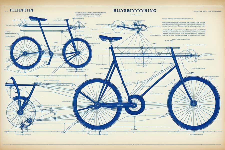 Blueprint of Flying Bicycle, Generative AI Illustration Digital Art by ...