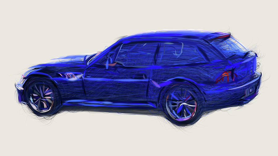 Vintage Digital Art - BMW Z3 Coupe Car Drawing #1 by CarsToon Concept