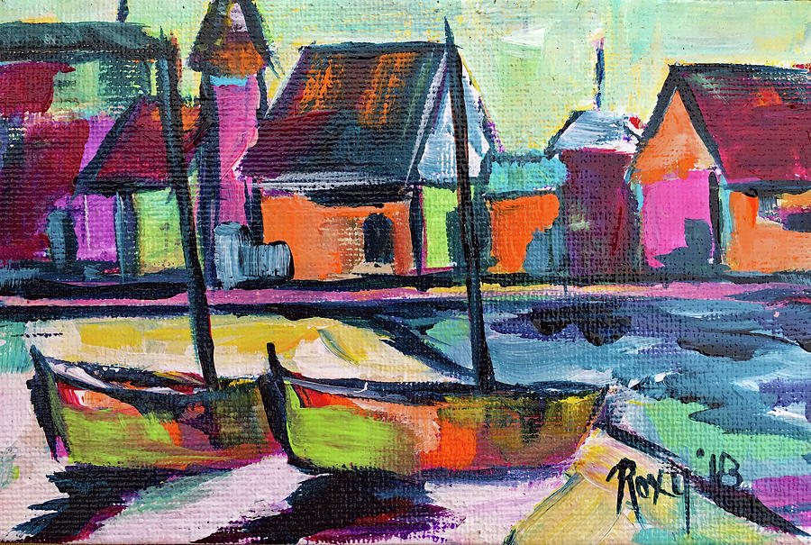 Boardwalk Boats #1 Painting by Roxy Rich