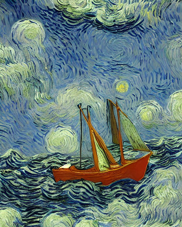 Boat In A Storm Van Gogh Style Digital Art By Ervina Anandhita Fine Art America