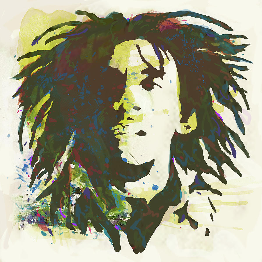 Portrait Painting - Bob Marley art stylised pop poser #1 by Kim Wang
