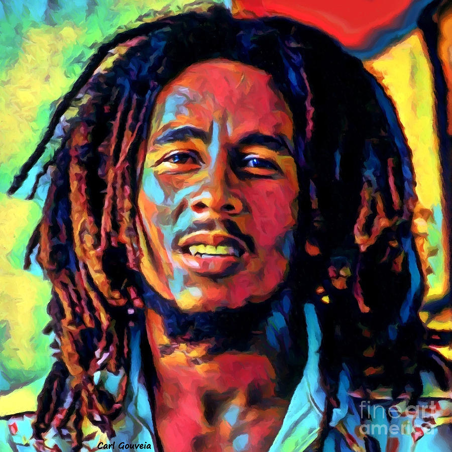 Bob Marley in color Mixed Media by Carl Gouveia - Pixels