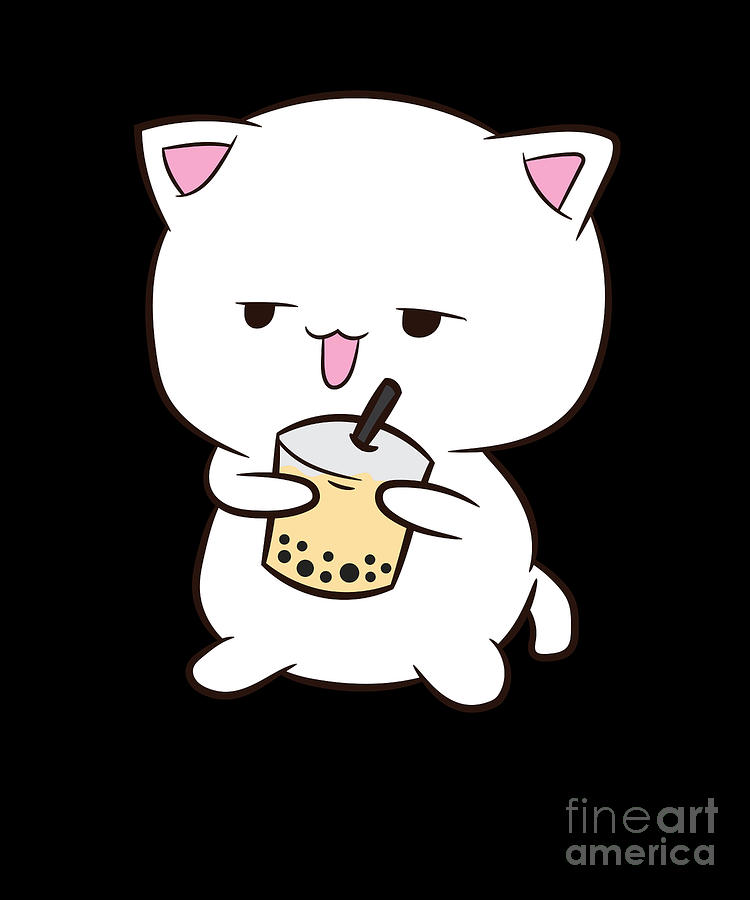 Boba Cat With Boba Tea Cat Drinking Bubble Tea Japanese Cat Photograph ...