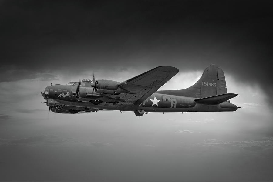 Boeing B-17 Flying Fortress, World War 2 Bomber Aircraft Black and White Photograph by Rick Deacon