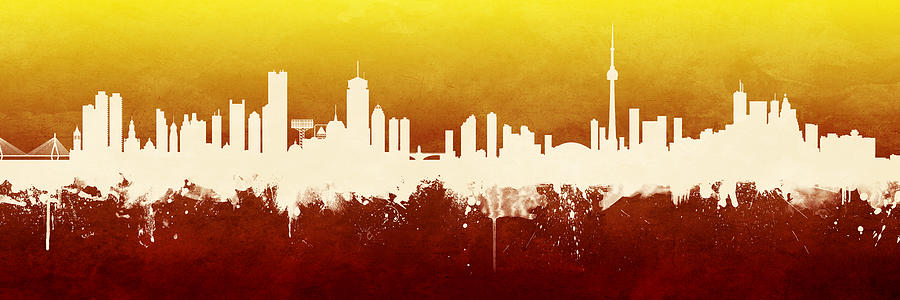 Boston and Toronto Skyline Mashup #1 Digital Art by Michael Tompsett