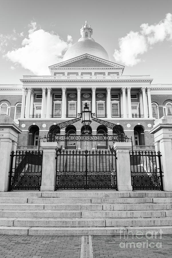 Boston Massachusetts State House Vertical Black and White #1 Photograph by Paul Velgos