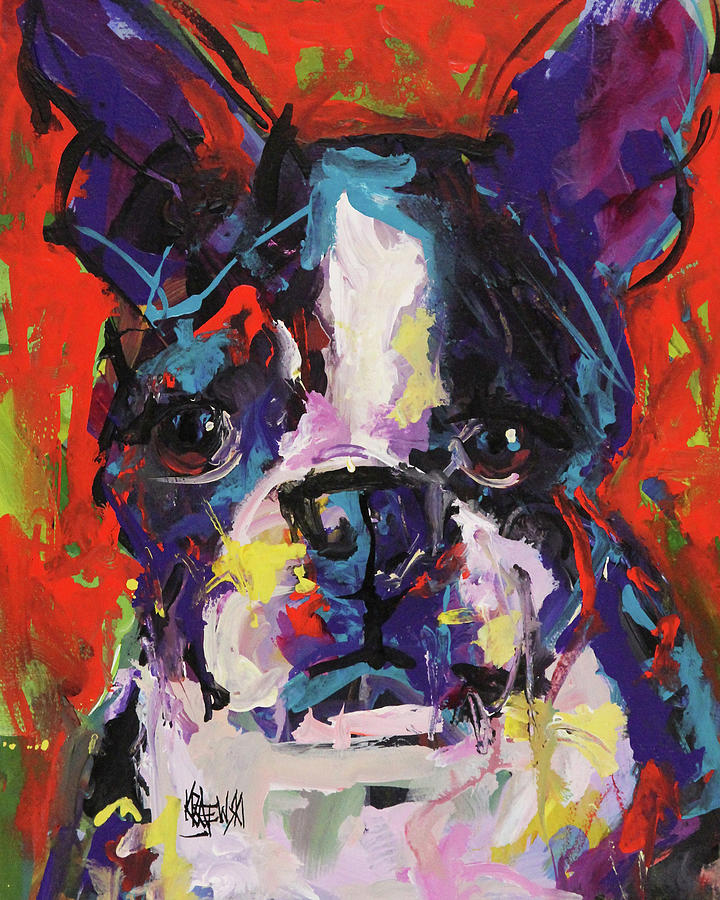 Boston Terrier Abstract Art Print Painting by Ron Krajewski - Fine Art ...