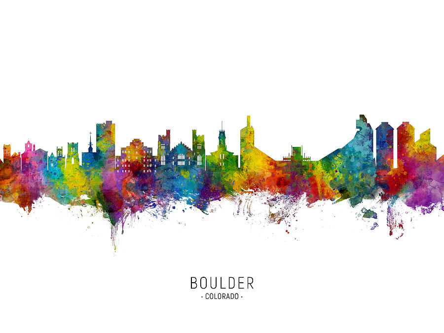 Boulder Colorado Skyline #1 Digital Art by Michael Tompsett