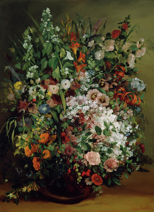 Bouquet of Flowers in a Vase, from 1862 Painting by Gustave Courbet