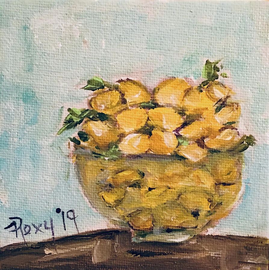 Bowl of Lemons Painting by Roxy Rich