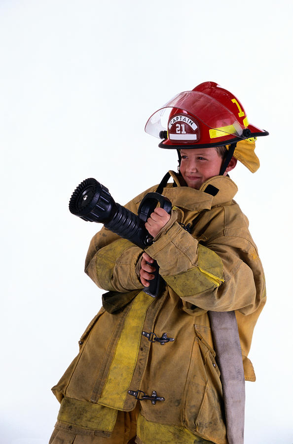Boy Dressed as Firefighter #1 Photograph by SW Productions