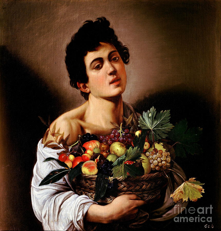 Boy with a Basket of Fruit #1 Painting by Michelangelo Merisi da Caravaggio