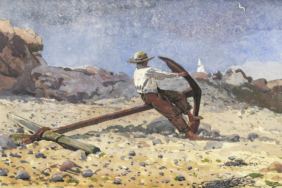 Boy with Anchor Drawing by Winslow Homer