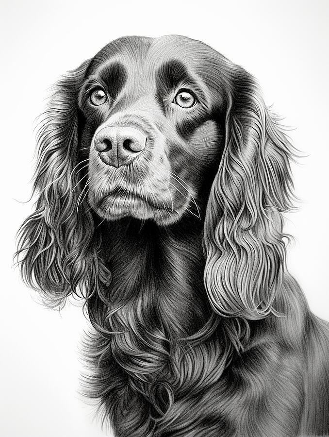 Boykin Spaniel Pencil Drawing #1 Mixed Media by Stephen Smith Galleries ...