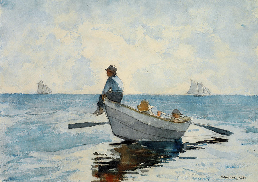 Boys in a Dory, from 1880 Drawing by Winslow Homer Boys in a Dory, from 1880 Drawing by Winslow Homer
