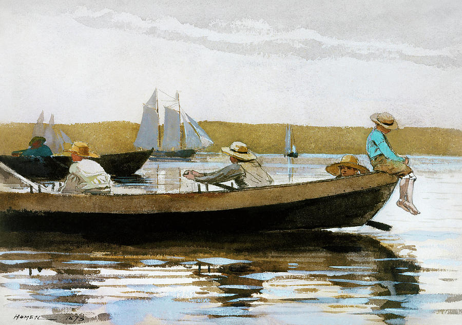 Vintage Winslow Homer Boys in Dory Nautical Painting Painting by Art Of ...