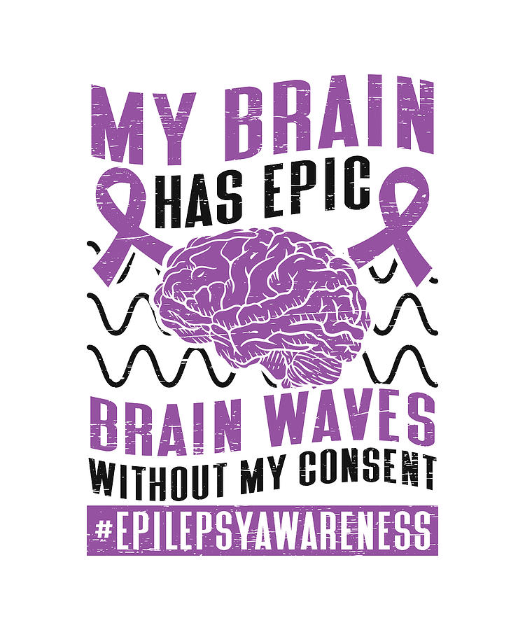 Brain Brainwaves Purple Ribbon Epileptic Epilepsy Digital Art by ...