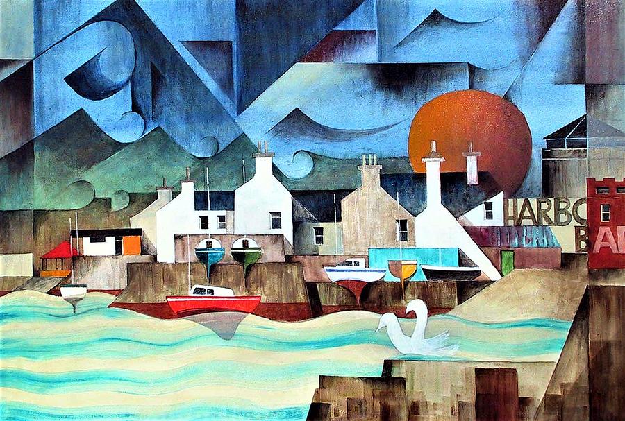 Wk 1. Bray Harbour Painting by Val Byrne