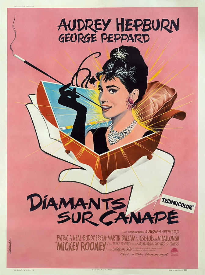 Audrey Hepburn Mixed Media - Breakfast at Tiffanys, 1961 by Movie World Posters