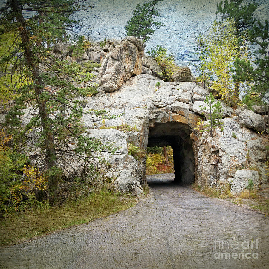 Breakthrough - Iron Creek Tunnel in Custer State Park, South Dakota Photograph by Denise Strahm