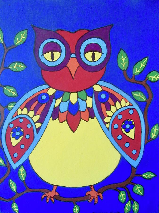 Bright Night Owl #2 Painting by Stephanie Moore