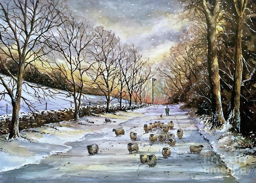 Bringing home the sheep #1 Painting by Andrew Read