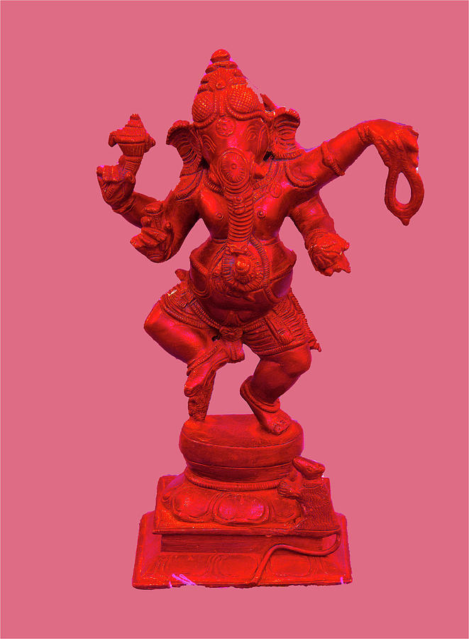 Bronze Ganesha dancing, on purple Photograph by Steve Estvanik