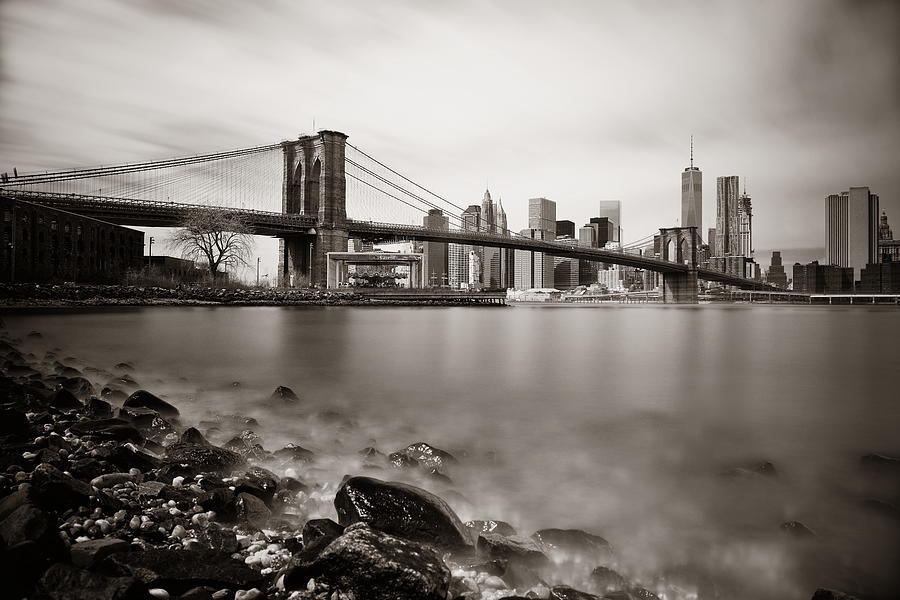 Brooklyn Bridge and downtown Manhattan #1 Photograph by Songquan Deng