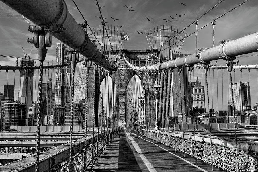 Brooklyn Bridge Black White  #1 Photograph by Chuck Kuhn
