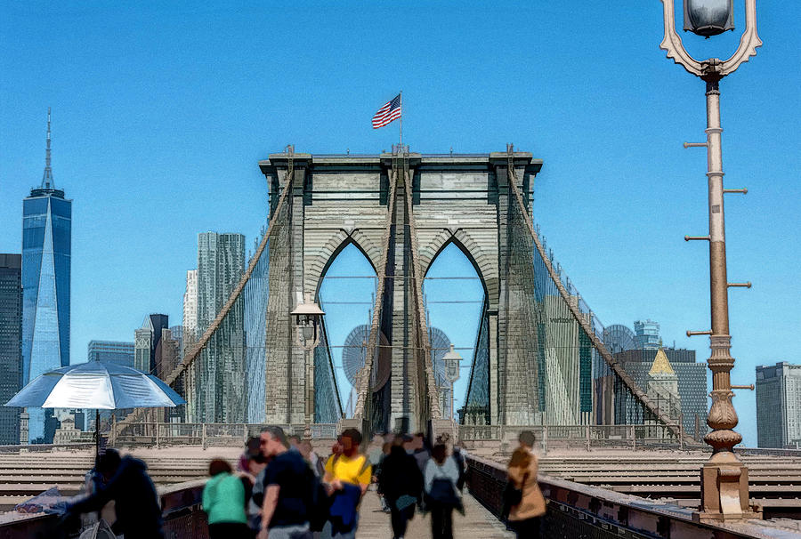 Brooklyn Bridge Tourist Attraction 2 Photograph by Debra Martz