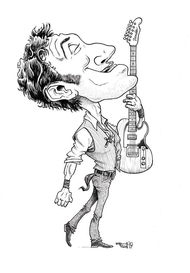 Bruce Springsteen #1 Drawing by Mike Scott