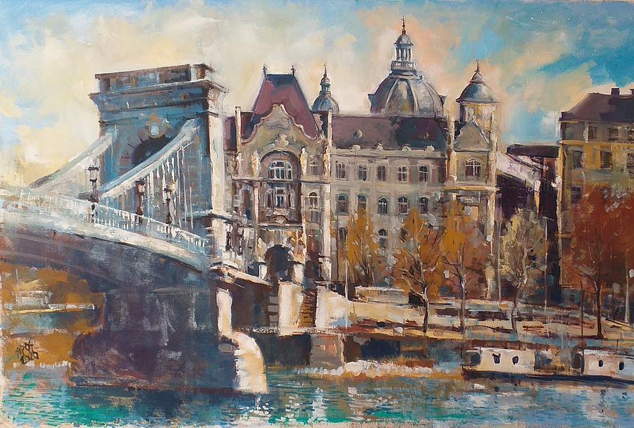 Budapest-Chain bridge #3 Painting by Lorand Sipos