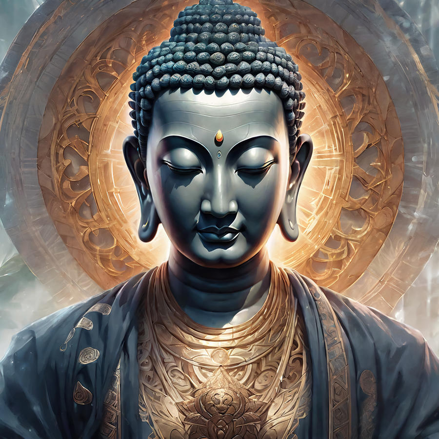 Jungle Digital Art - Buddha statue  #2 by Manjik Pictures