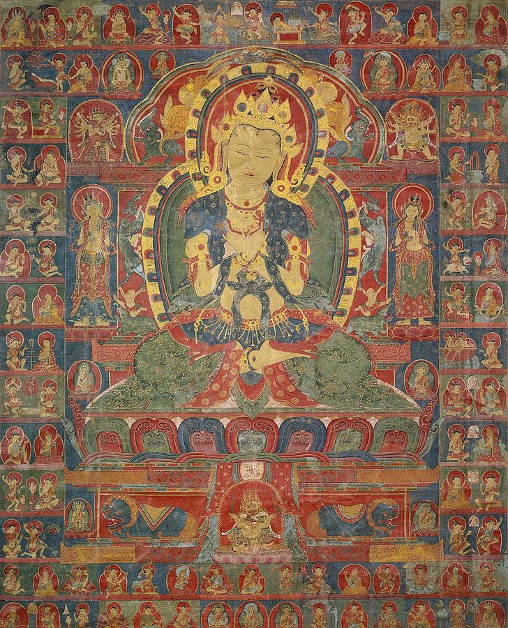 Buddha Vajradhara with Eighty Five Mahasiddhas Painting by Th Century ...