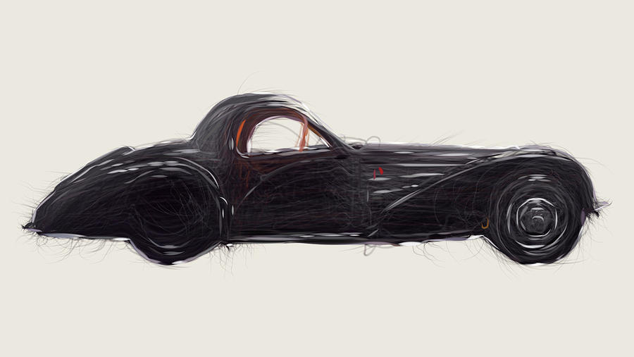 Bugatti Type 57S Coupe Drawing #1 Digital Art by CarsToon Concept