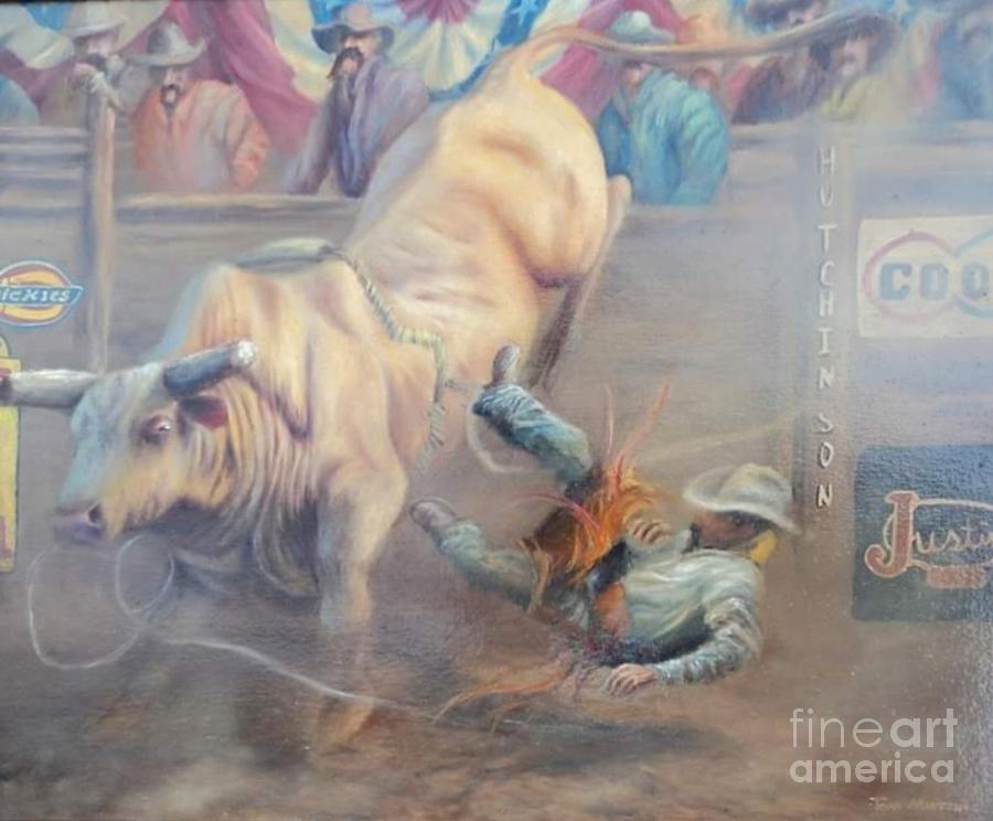 Bull rider #1 Painting by Tom Martinez