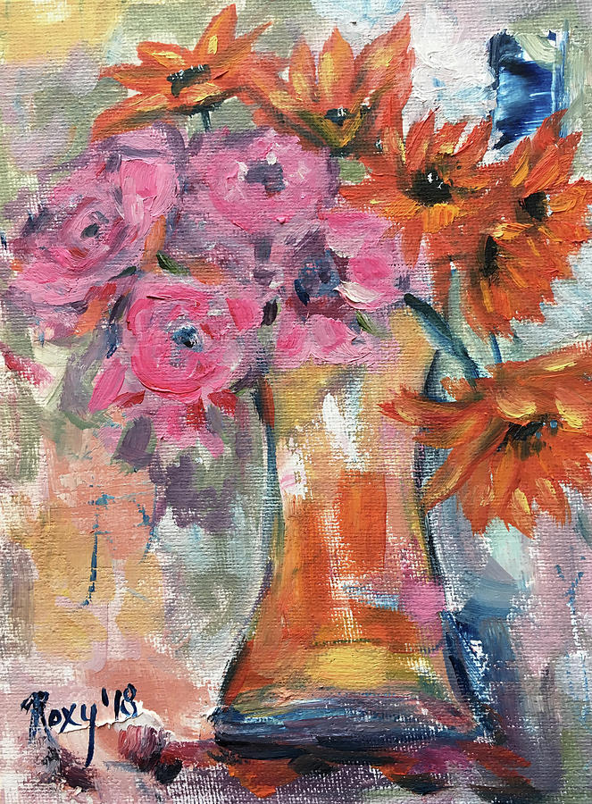 Bunch of Happy Flowers Painting by Roxy Rich