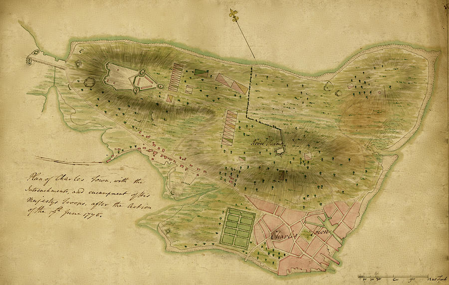 Map Drawing - Bunker Hill 1775 #1 by Vintage Military Maps