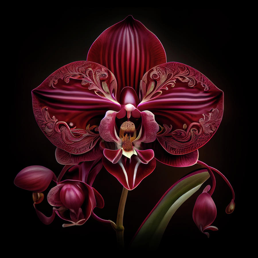 Burgundy Orchid I from Majestic Orchids Art Collection #1 Photograph by Lily Malor
