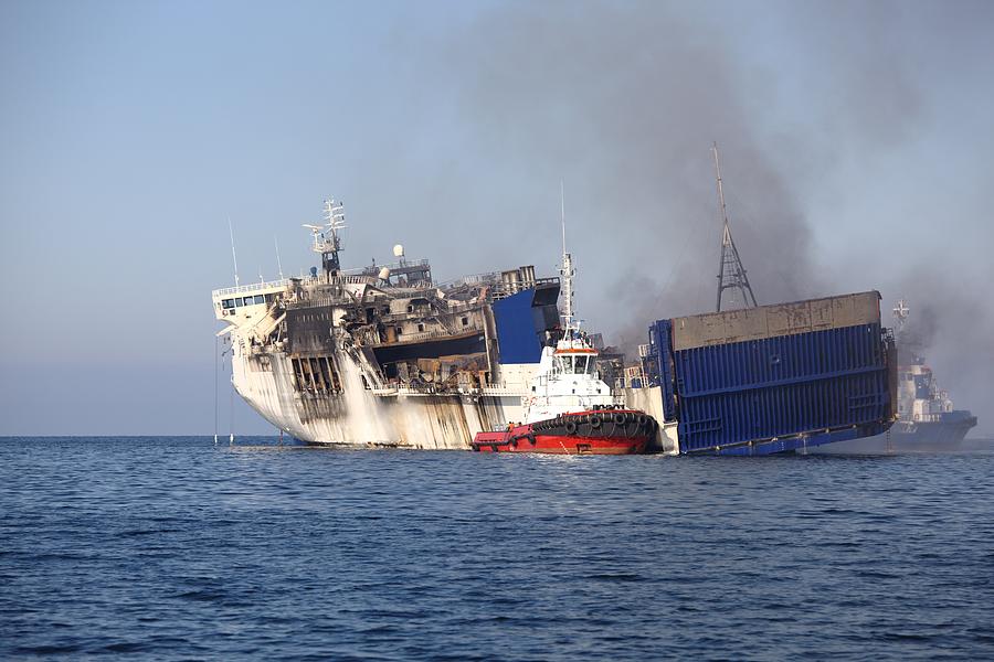 Burned ferry #1 Photograph by Kjerulff