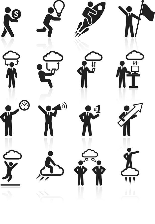 Business success and achievement royalty free vector interface icon set #1 Drawing by Bubaone