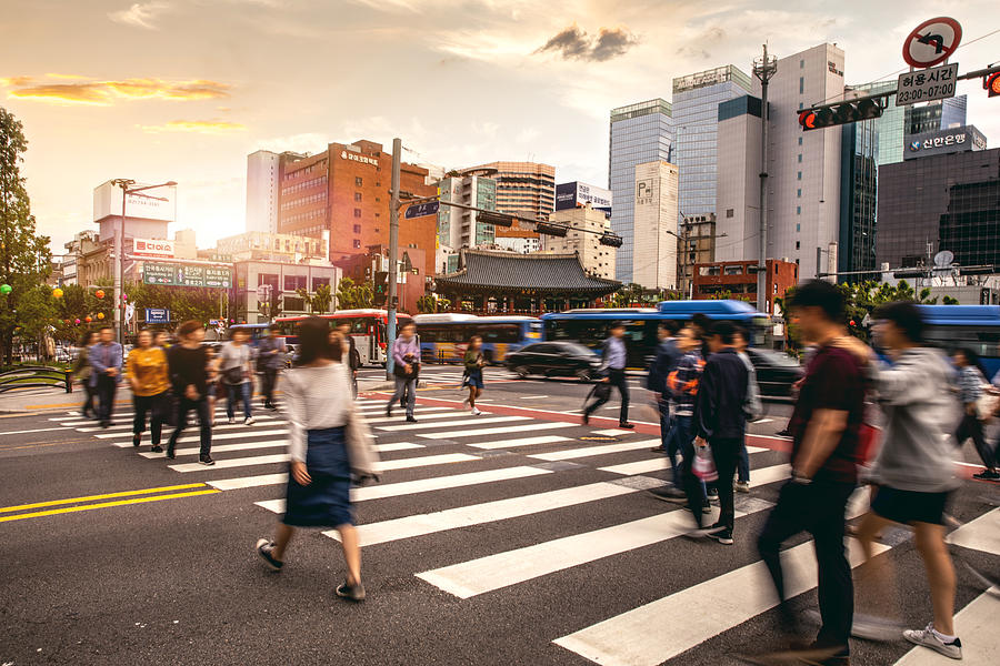 Busy intersection in Seoul downtown #1 Photograph by LeoPatrizi