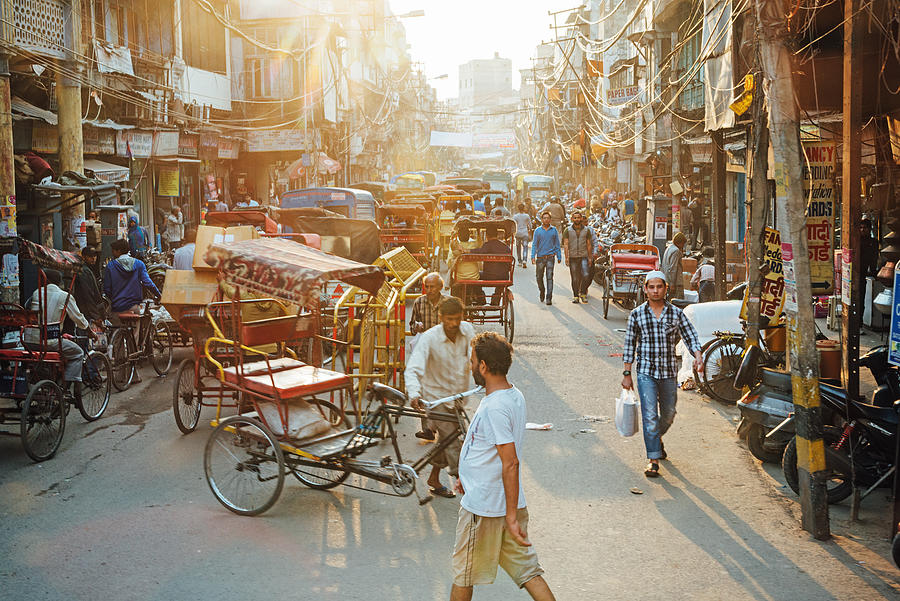 Busy street in New Delhi #1 Photograph by Nikada
