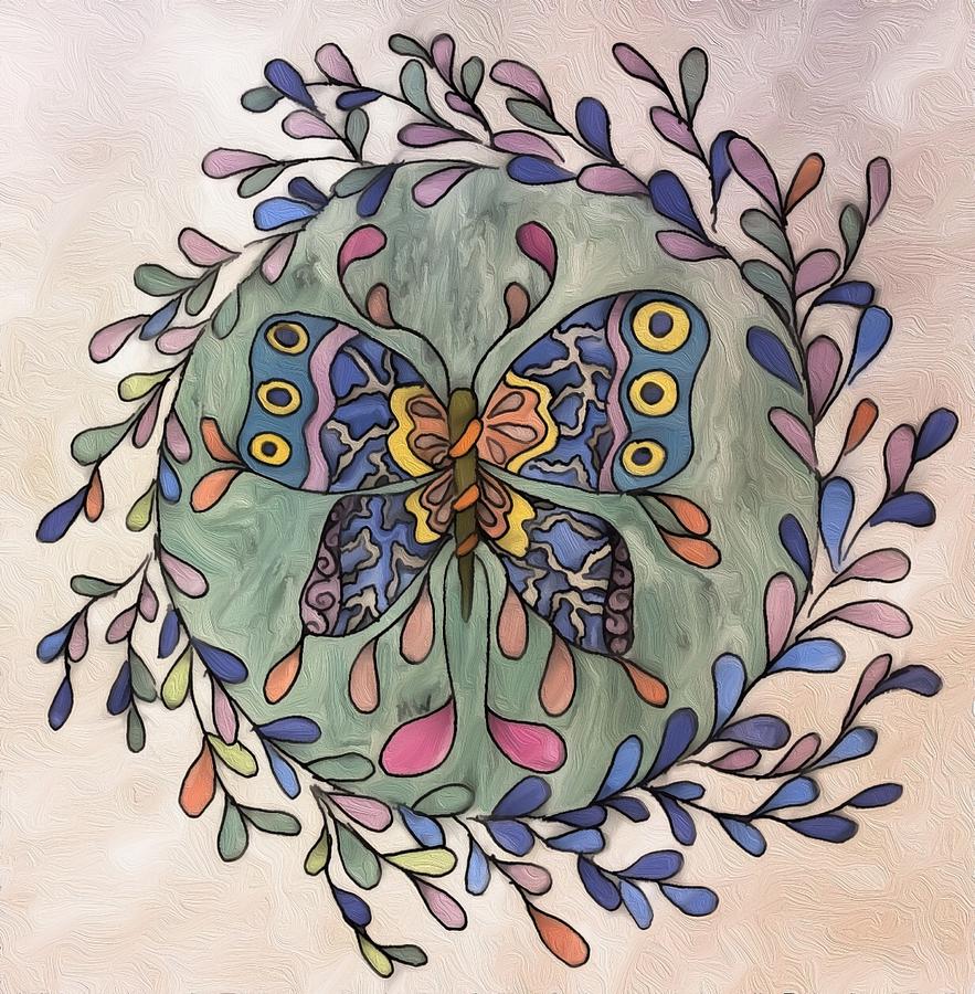 Butterfly circle #1 Mixed Media by Megan Walsh