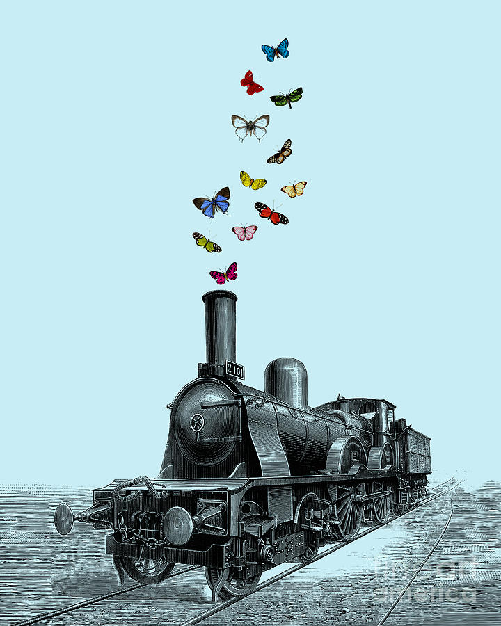 Butterfly Digital Art - Butterfly Train #1 by Madame Memento