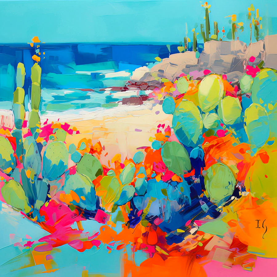 Flower Mixed Media - Cabo Cactus Coast #1 by Ivan Guaderrama