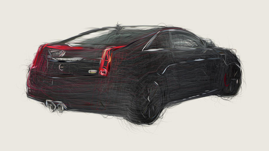Cadillac CTS V Coupe Special Edition Car Drawing #1 Digital Art by CarsToon Concept