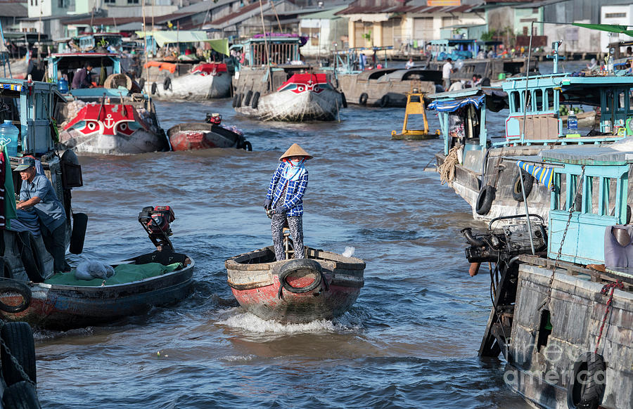 Boat Photograph - Cai Rang floating market #1 by Tony Camacho