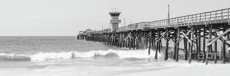 California Seal Beach Pier Black and White Panorama Photo #1 Photograph by Paul Velgos